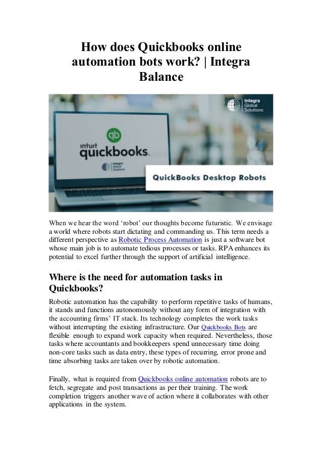 How does Quickbooks online automation bots work? Integra Balance