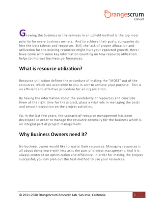 How Does Resource Utilization Help To Improve Business Performance | PDF