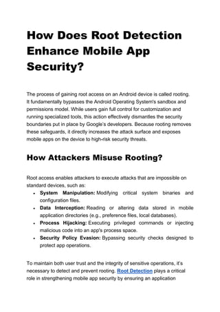 Root Detection Android Application Code How Does Root Detection Enhance Mobile App Security.pdf