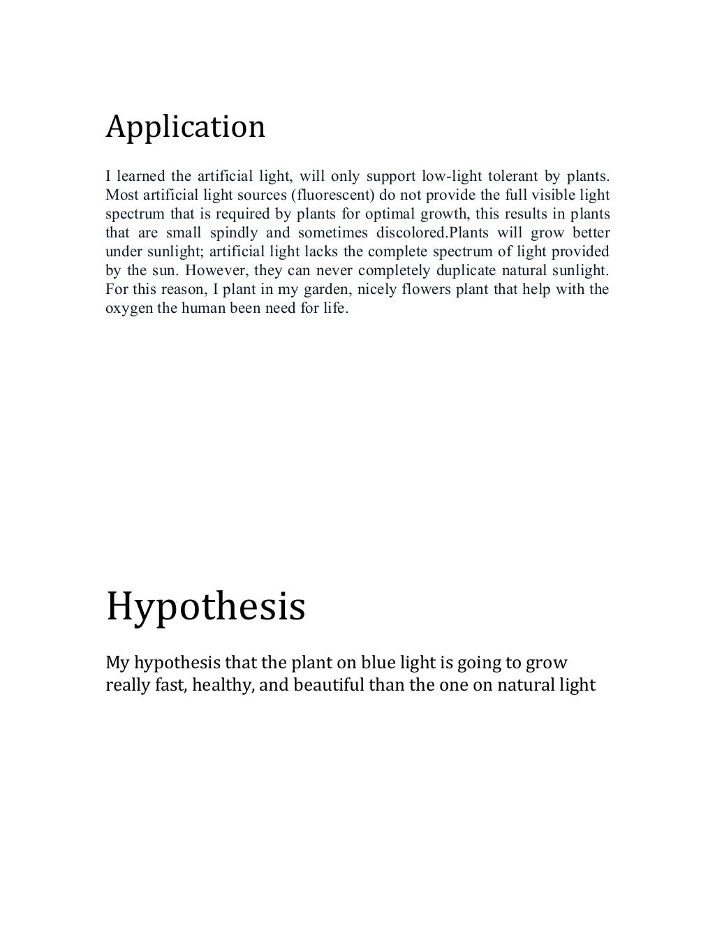 How does the color of the light affect the growth of a plant
