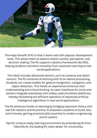 How Does the R1 Enhance Hands-On Learning in Robotics and AI? | PDF