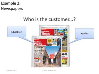 Who is the customer...?
Advertisers
Readers
© Mark Hocknell 2017Customer Value
Example 3:
Newspapers
 