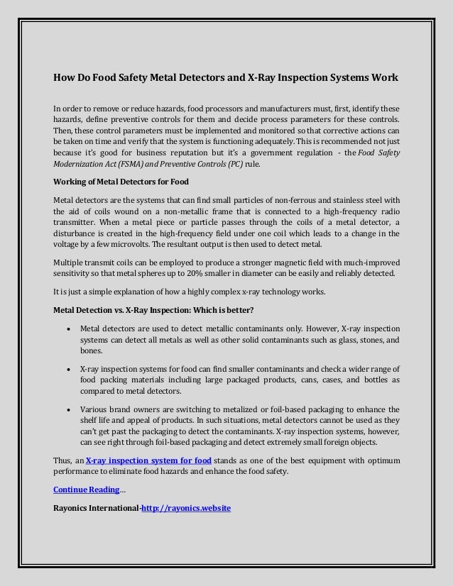 How Do Food Safety Metal Detectors And X Ray Inspection Systems Work
