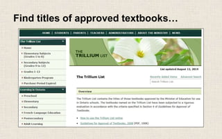 Find titles of approved textbooks…
 