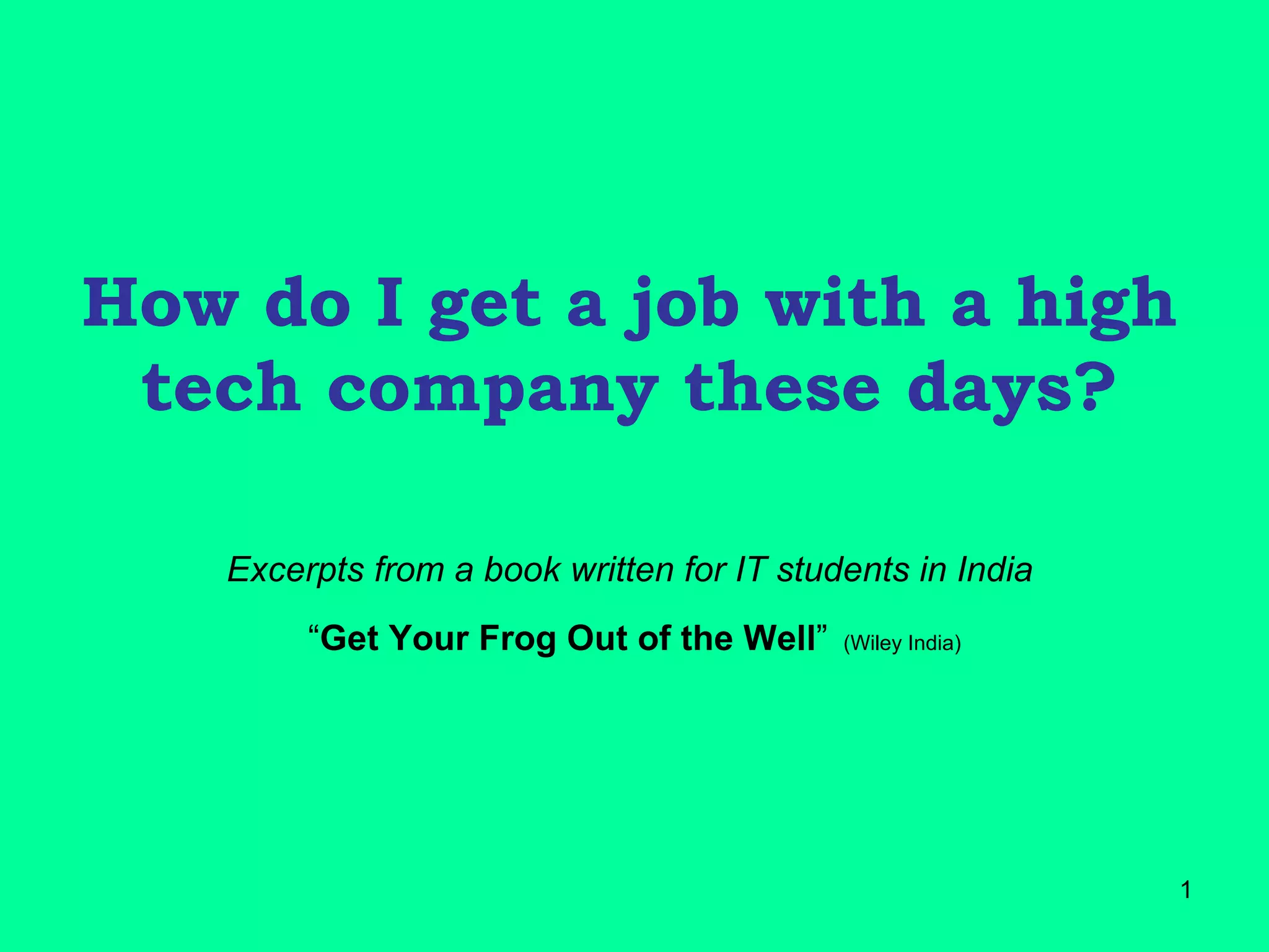 How Do I Get A Job With... PPT