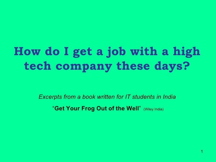 How Do I Get A Job With...