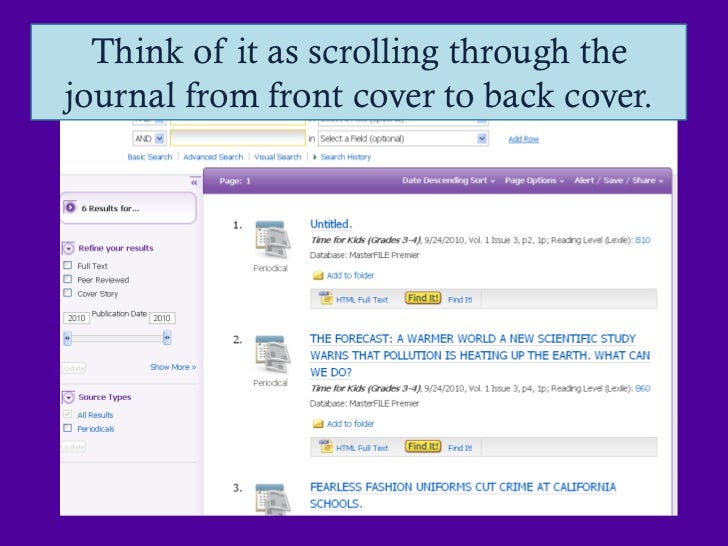 Using the Journal Finder