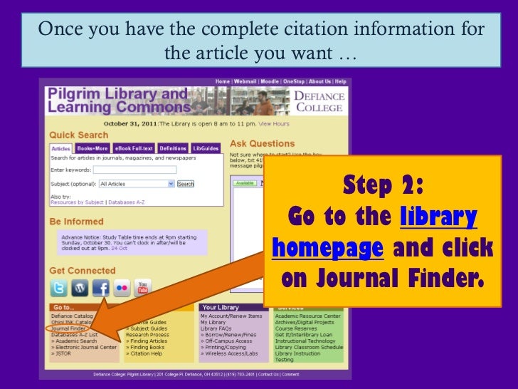 Using The Journal Finder