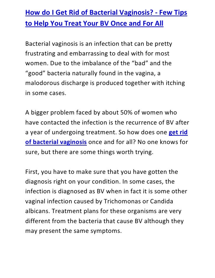 How do I Get Rid of Bacterial Vaginosis? Few Tips to Help You Treat