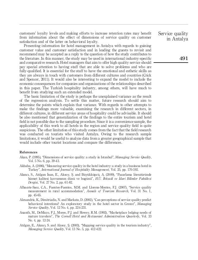 Literature review on customer satisfaction in hotel industry