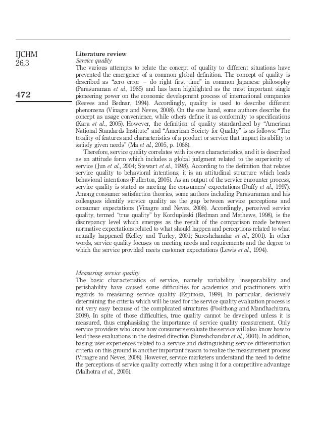 Literature review service quality hotel