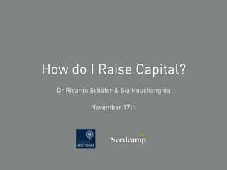 How do I Raise Capital?
Dr Ricardo Schäfer & Sia Houchangnia
November 17th
 