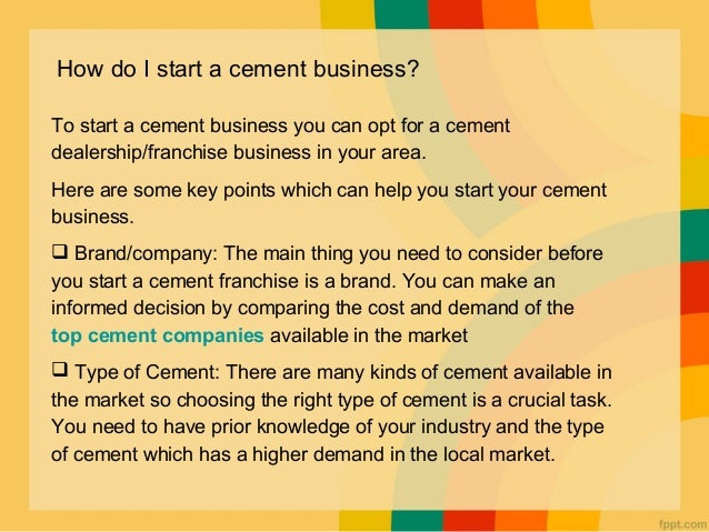 How do i start a cement business