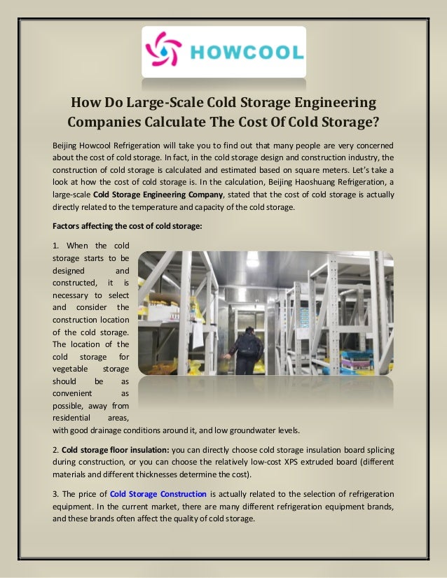 How Do LargeScale Cold Storage Engineering Companies Calculate the