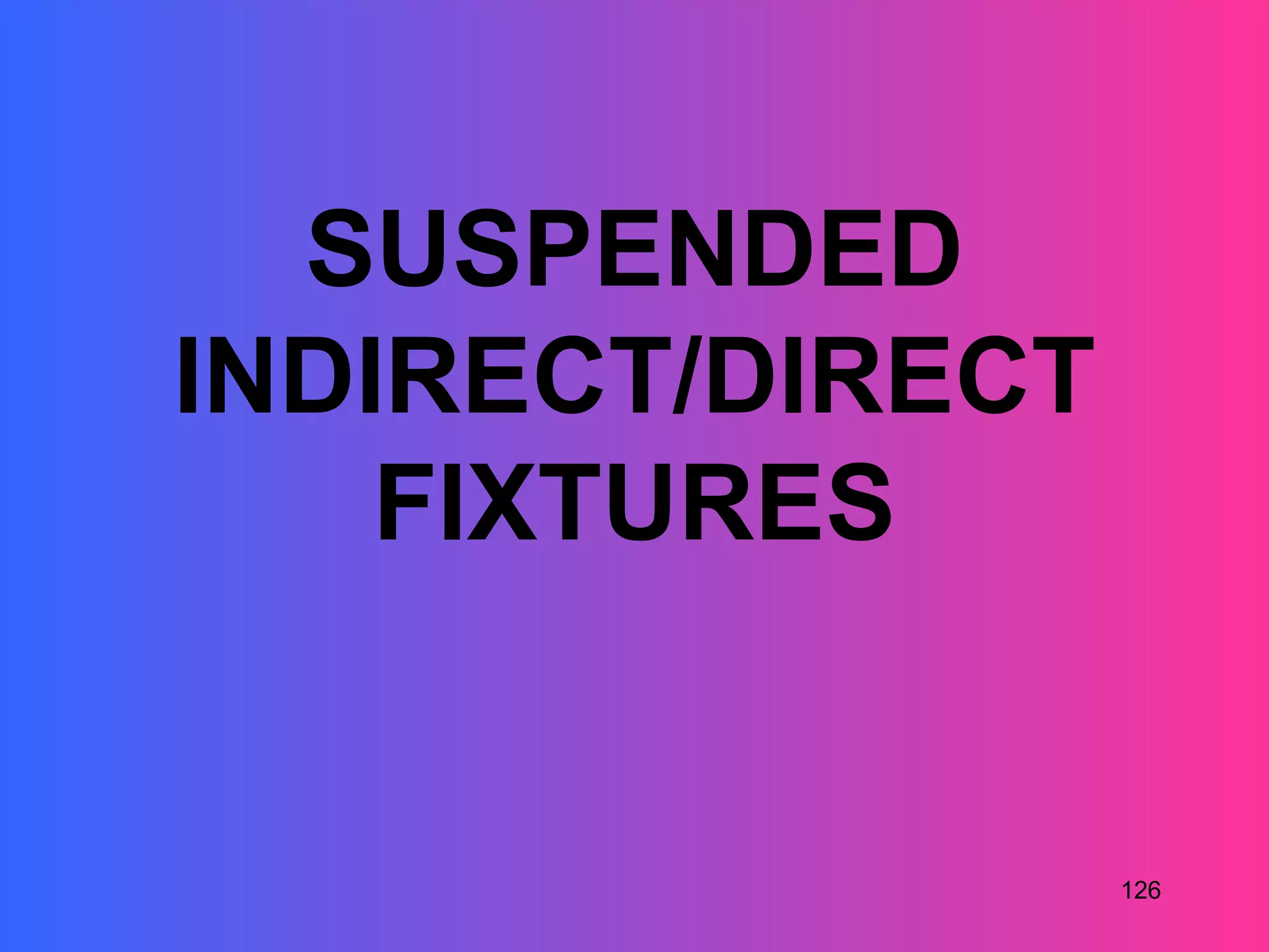 SUSPENDED
INDIRECT/DIRECT
    FIXTURES


                  126
 