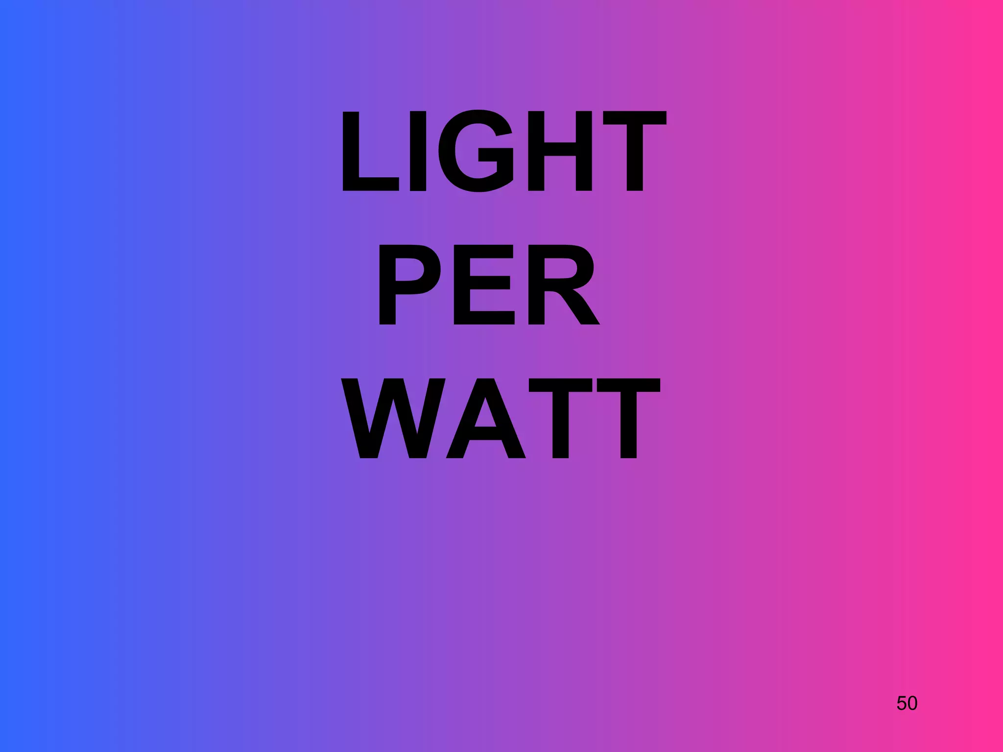LIGHT
 PER
WATT

        50
 