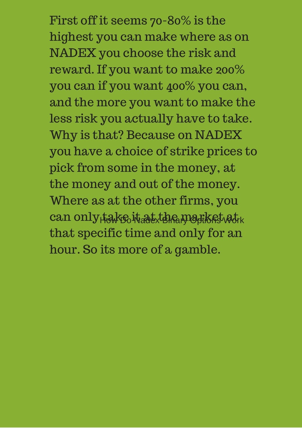 How nadex works