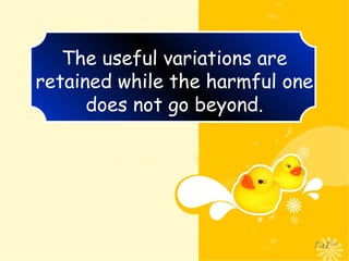 The useful variations are
retained while the harmful one
does not go beyond.
 