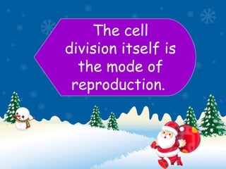 The cell
division itself is
the mode of
reproduction.
 
