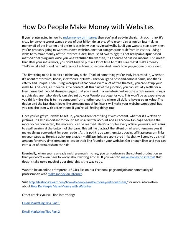 How Do People Make Money From Websites How Do People Make Money From Websites