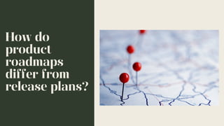 How do
product
roadmaps
differ from
release plans?
 