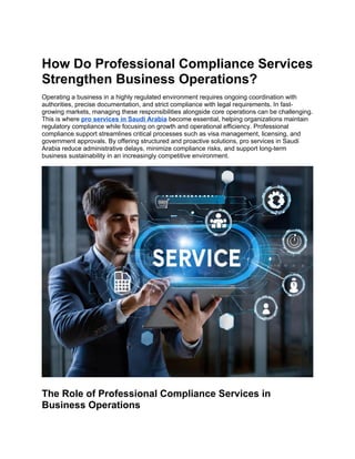 How Do Professional Compliance Services Strengthen Business Operations ...