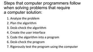 Solved Develop a solution to the following problem and code