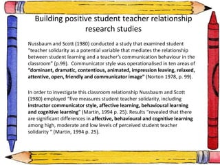 Student teacher relationships and learning outcomes | PPTX