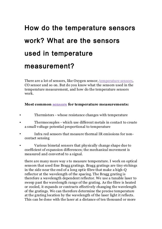 How do the temperature sensors work what are the sensors used in