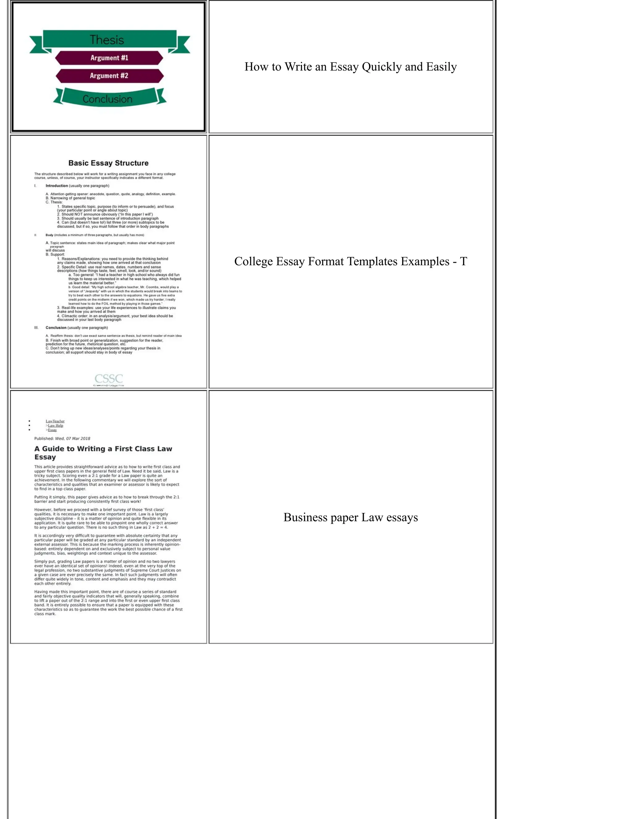 How to Write an Essay Quickly and Easily
College Essay Format Templates Examples - T
Business paper Law essays
 