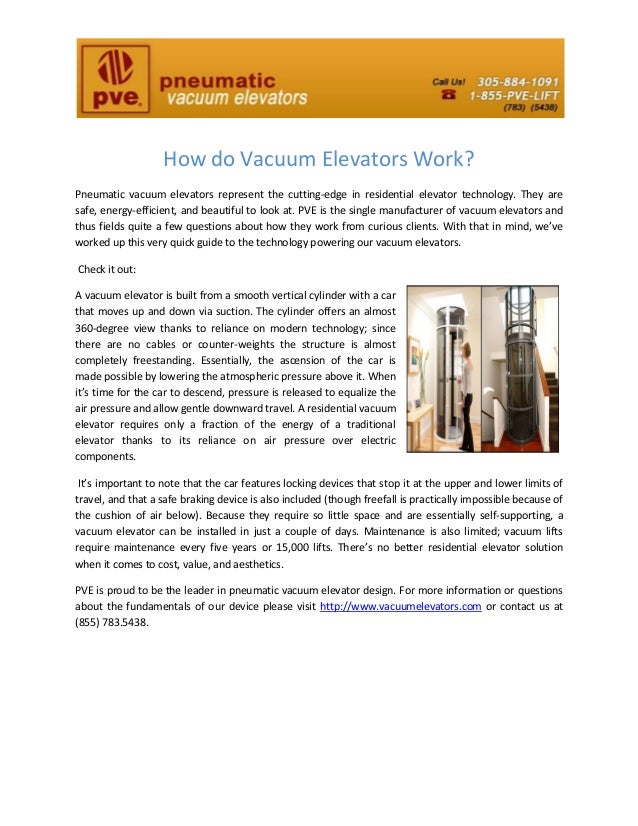 How do vacuum elevators work