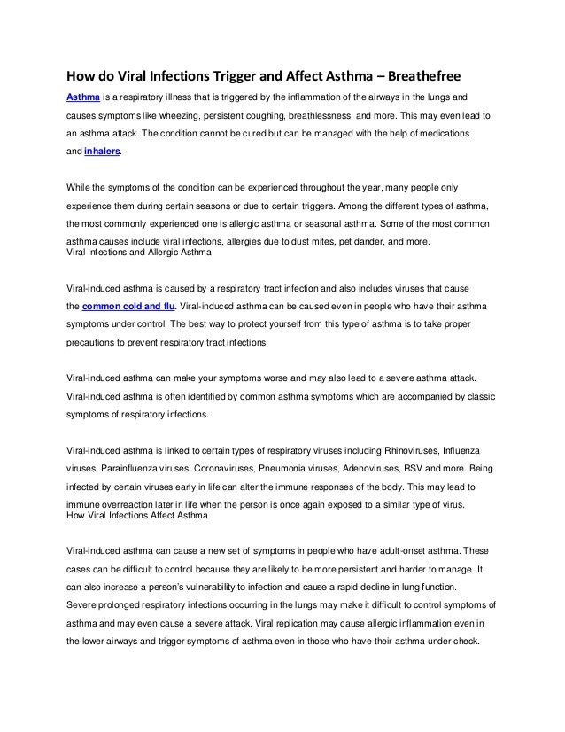 How do Viral Infections Trigger and Affect Asthma Breathefree