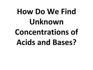 How Do We Find Unknown Concentrations of Acids and Bases? 