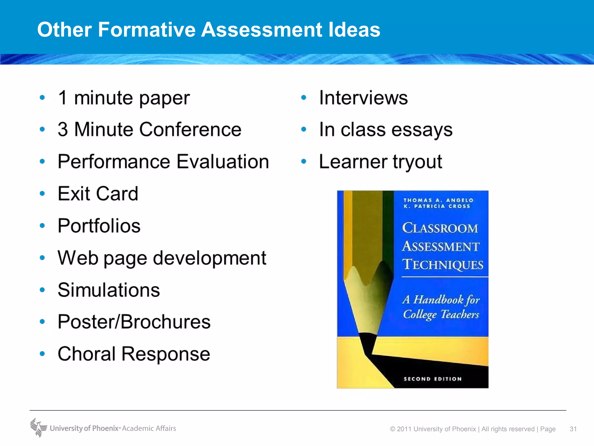 Other Formative Assessment Ideas 
