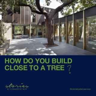 @storiesbyshabnamnoor
stories.shabnamnoor.com
HOW DO YOU BUILD
CLOSE TO A TREE
Stories by Shabnam Noor Architects
c Edgeley Designs
 