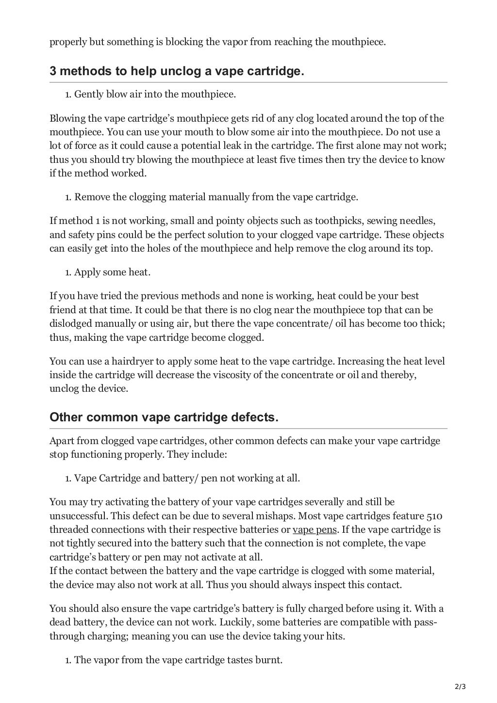 How do you clear a clogged vape cartridge?