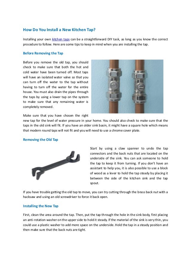 How Do You Install a New Kitchen Tap