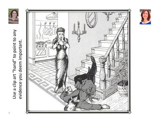 Use a clip art “hand” to point to any 
evidence you deem important. 
6 
 