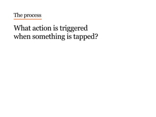 What action is triggered
when something is tapped?
The process
 