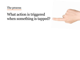 What action is triggered
when something is tapped?
The process
 