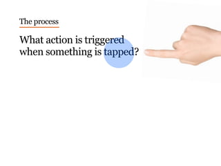 What action is triggered
when something is tapped?
The process
 