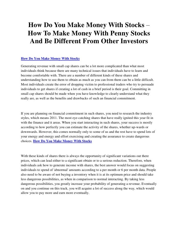 How Do You Make Money With Stocks – How To Make Money With ...