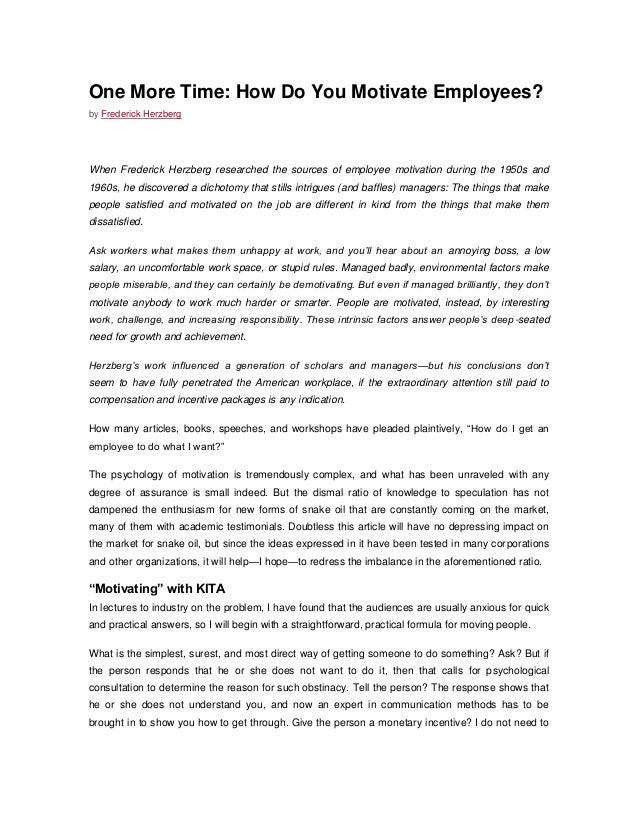 How Do You Motivate Employees Frederick Herzberg | Investmentpedia