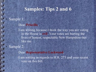 How do you write a letter to your representative | ODP