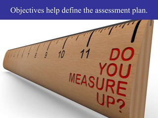 Objectives help define the assessment plan.