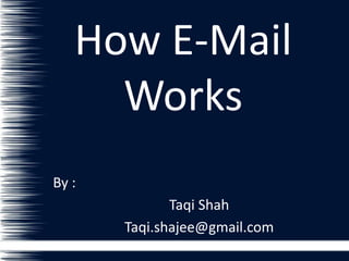 How E-Mail
Works
By :
Taqi Shah
Taqi.shajee@gmail.com
 