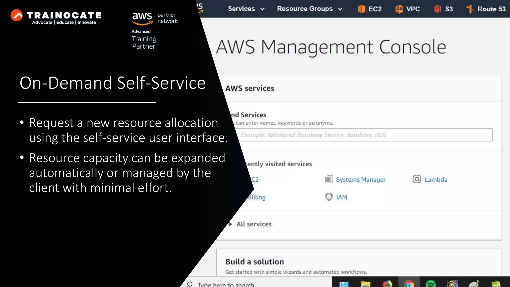 On-Demand Self-Service • Request a new resource allocation using the self-service user interface. • Resource capacity can be expanded automatically or managed by the client with minimal effort. 