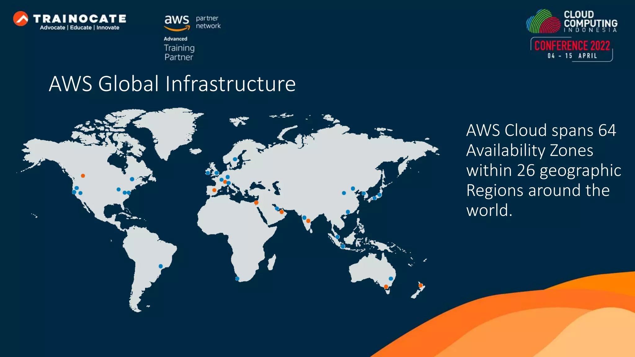 AWS Cloud spans 64 Availability Zones within 26 geographic Regions around the world. AWS Global Infrastructure 
