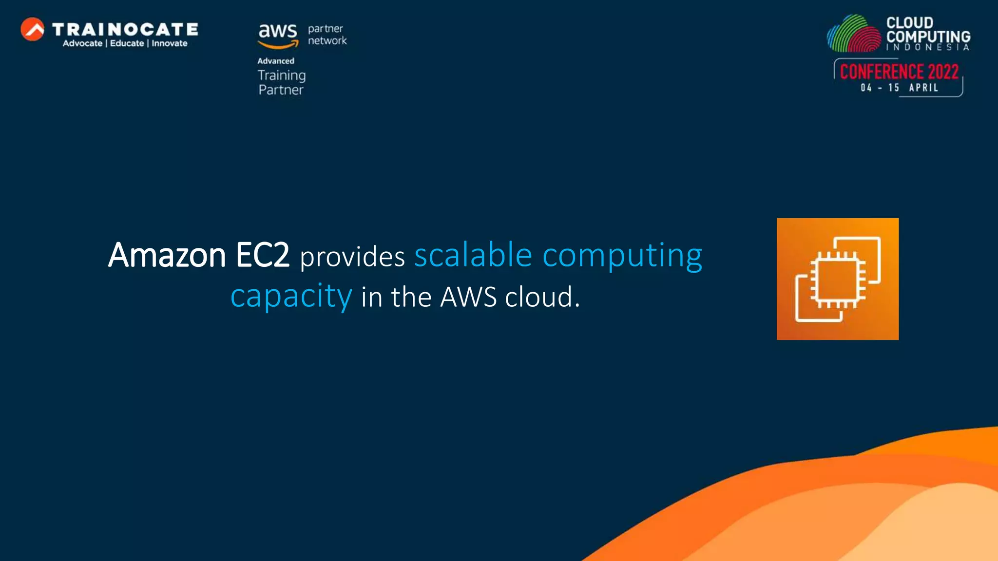 Amazon EC2 provides scalable computing capacity in the AWS cloud. 