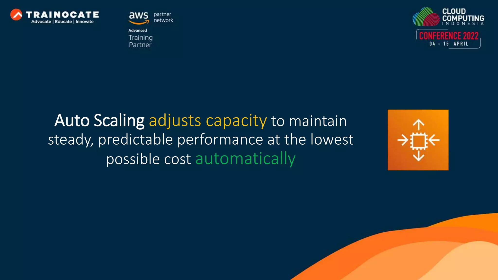 Auto Scaling adjusts capacity to maintain steady, predictable performance at the lowest possible cost automatically 